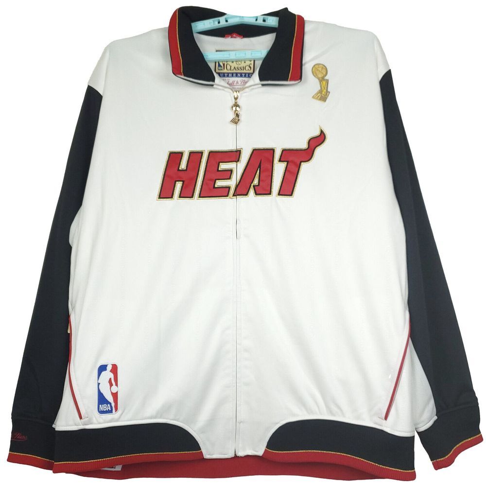 Miami Heat NBA‎ Finals Mitchell & Ness 3XL XXXL Authentic Jacket White Black NWT